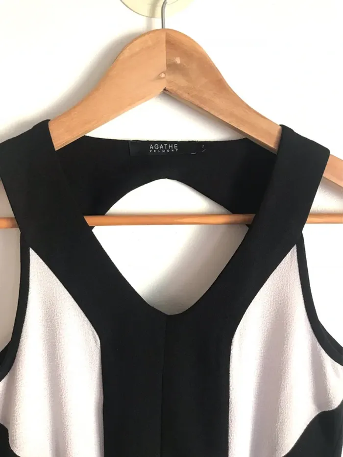 Robe graphique noire et blanche Agathe Velmont taille 36 - photo numéro 2