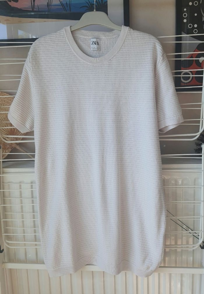 Lot deux t-shirts Zara, camel & écru, taille: L - photo numéro 4
