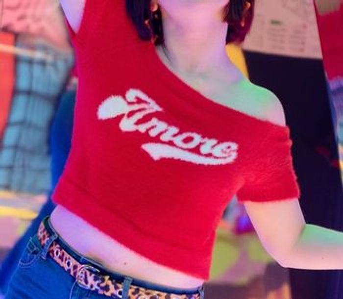 Top “Amore” Forever 21 – rouge fluffy, taille L (très extensible) - photo numéro 7