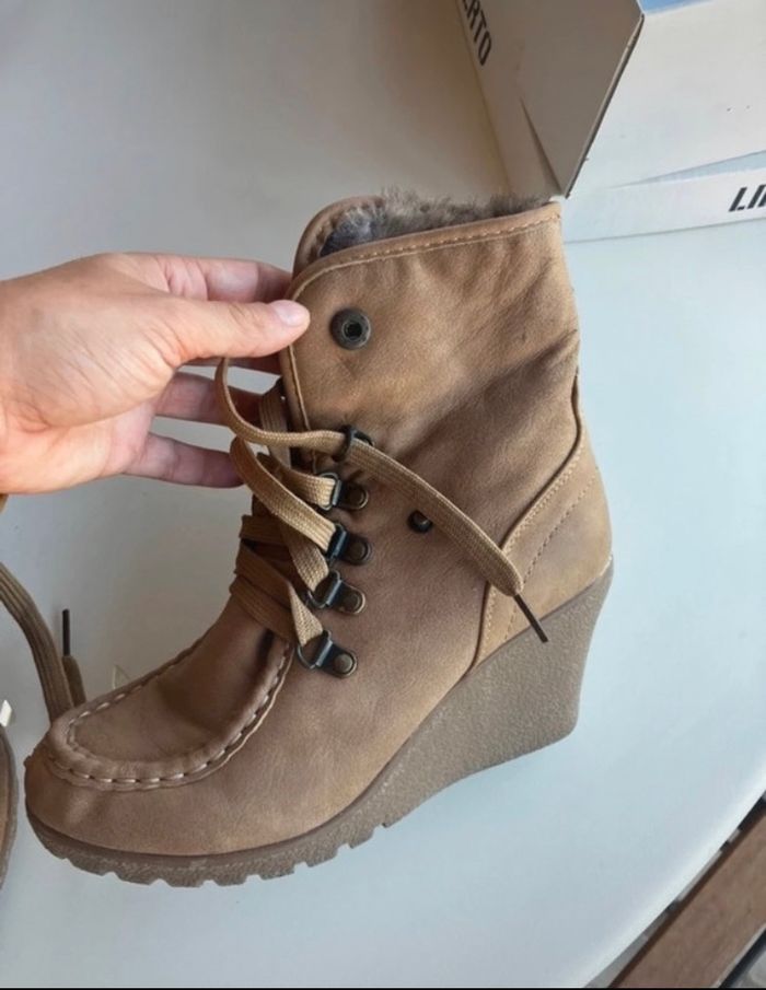 Bottines compensées fausse fourrure - photo numéro 3