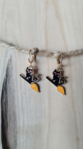 Boucles d’Oreilles Halloween Chat Noir Magique