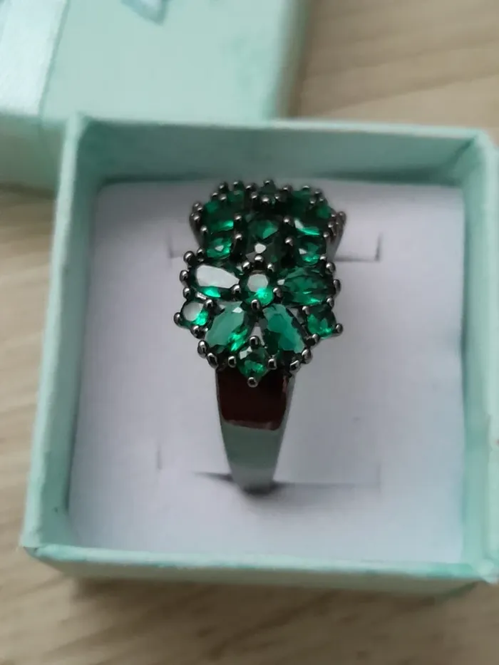 Bague style bohème, large bande de pierres couleur vertes taille 60 - photo numéro 3