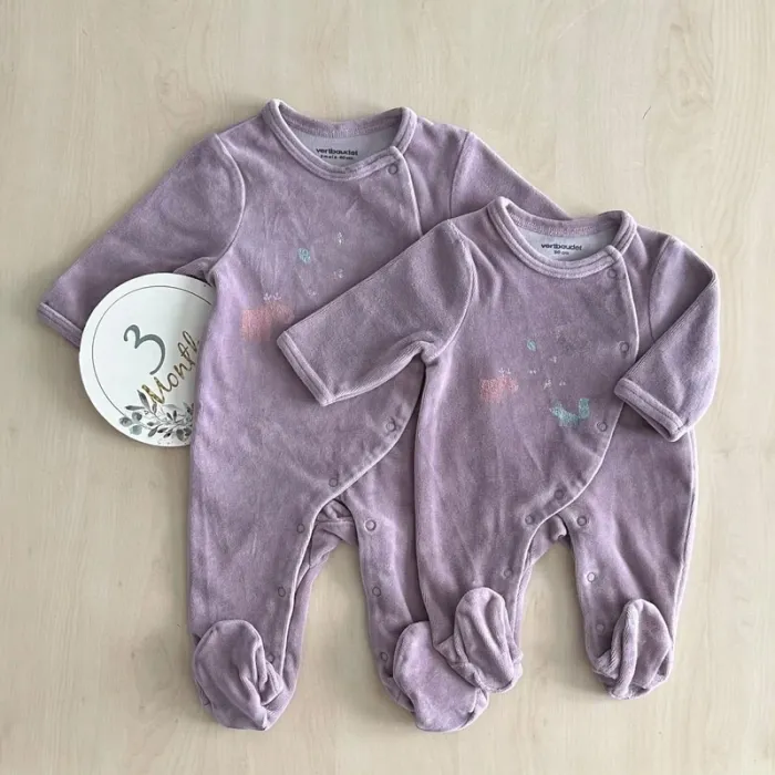Lot de 2 pyjamas fille vertbaudet 1 et 3 mois 50-60 cm