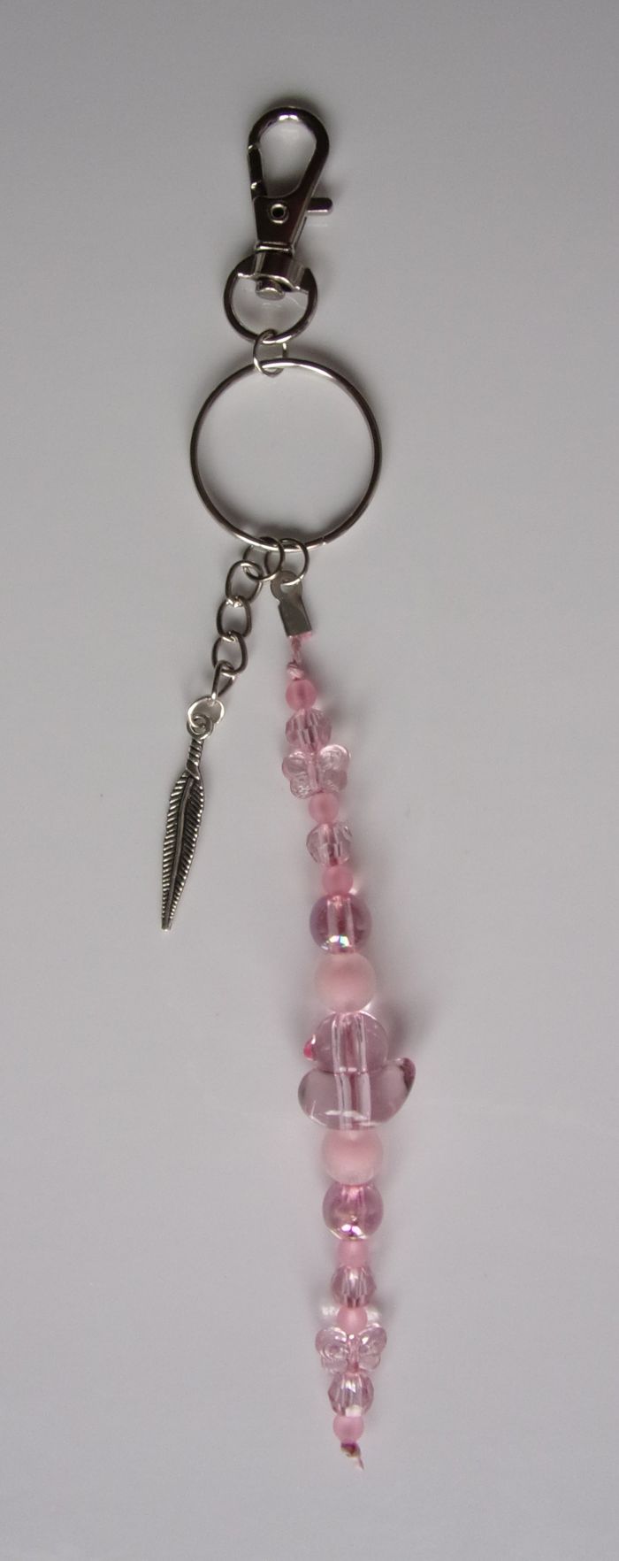 Porte clé ou Déco de sac à main canard Rose plume fine