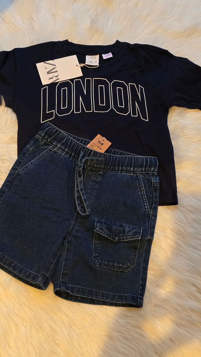 (Neufs non portés) 🏷 🏷 💙💙ensemble teeshirt mc et bermuda 3 ans garçon 🥰💙 - photo numéro 2