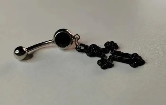 Piercing Nombril - Croix noire, neuf - photo numéro 3