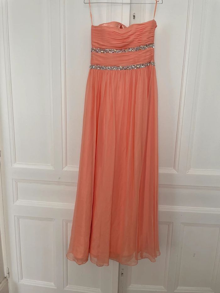 Robe bustier de soirée corail - photo numéro 3