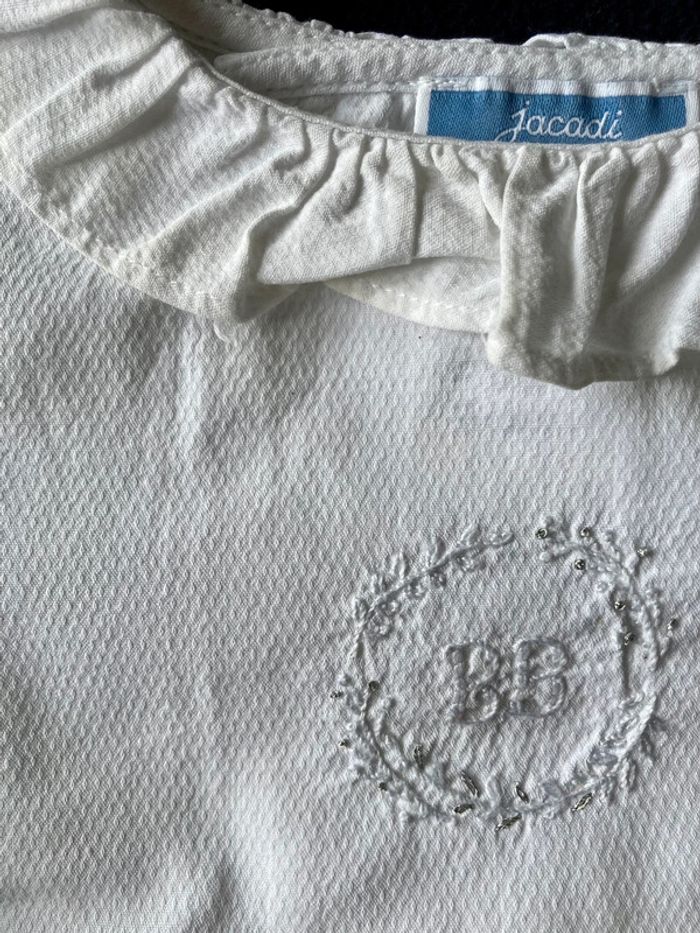 Guimpe tunique Jacadi blanc 12 mois piqué de coton - photo numéro 3