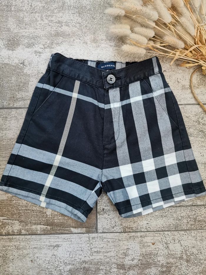 🌹Burberry très joli short/Bermuda bébé garçon coton noir rayé blanc gris 6mois - photo numéro 15