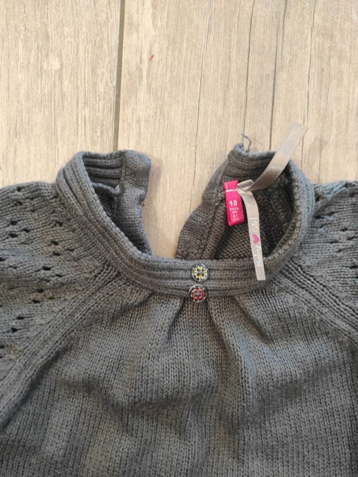 Robe grise maille 18 mois manches courtes - photo numéro 3