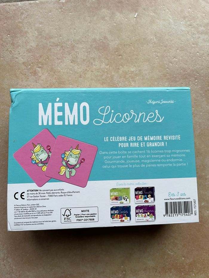 Mémo licornes jeu fleurus - photo numéro 2