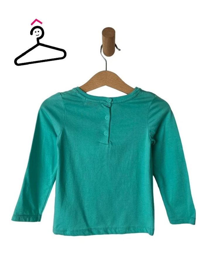 (NEUF) T-shirt manches longues vert d’eau motif chat - DPAM 24 mois (86cm) - photo numéro 3