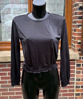 🖤 Top court noir métallisé – Taille XS (34)