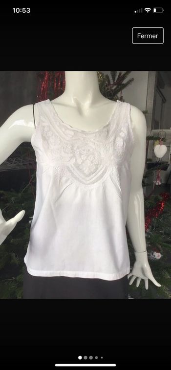 Top blouse broderies et résille