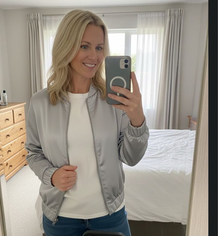 Bomber blouson veste mango argenté 36