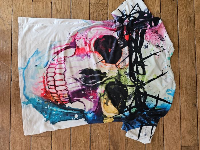Tee-shirt tête de mort manches courtes - photo numéro 2