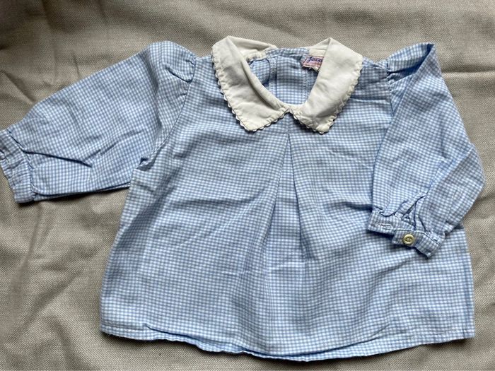 Tunique vintage vichy bleu Jacadi 6m