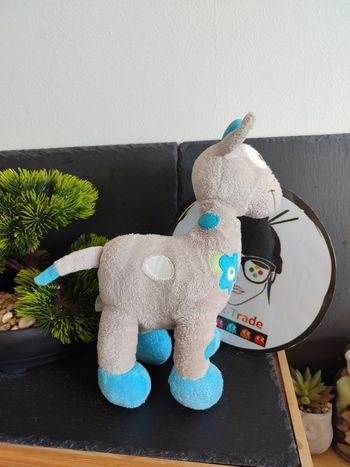 Doudou girafe grise bleue Bebisol Arthur et Lola vert rond tâche Gris Peluche