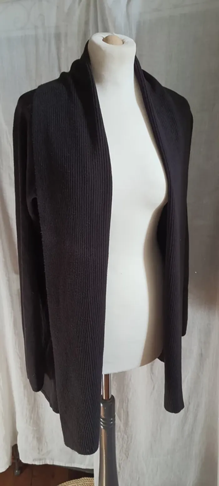 Gilet femme grand col marron foncé GEMO Taille M