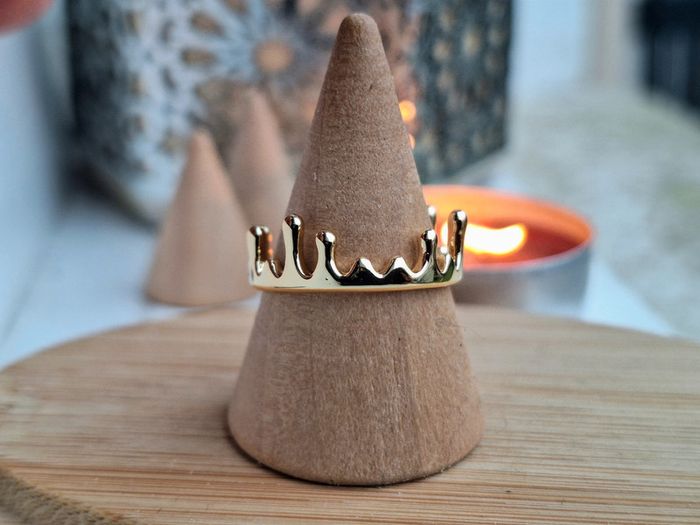 Bague ouverte dorée en acier inoxydable ajustable – Bague de fiançailles, cadeau élégant - photo numéro 2