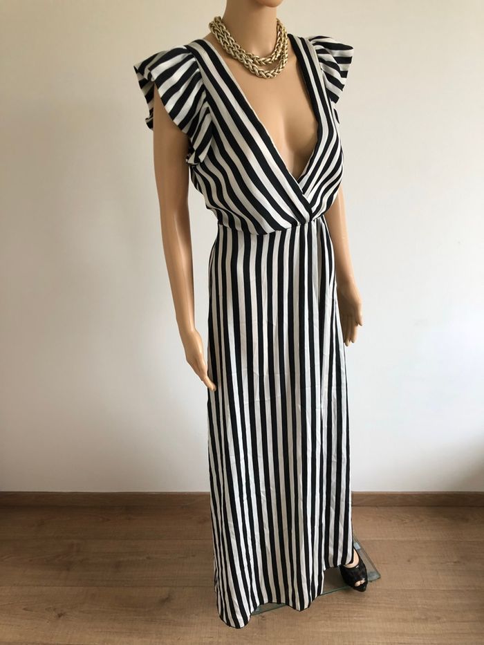Robe longue noire et écrue neuve sans manches taille unique - photo numéro 2