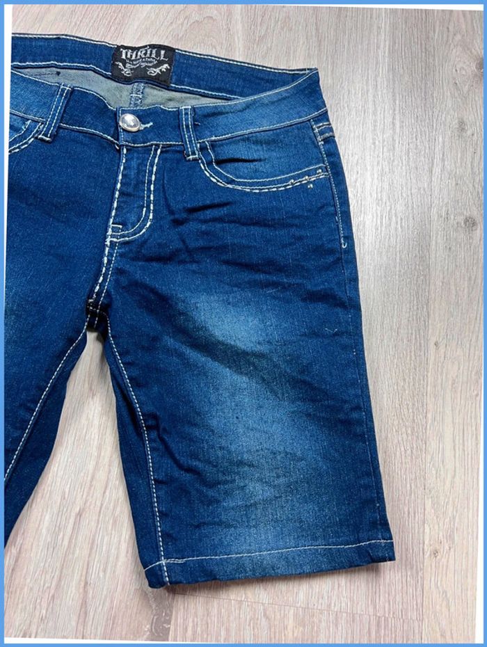 Short en jean vintage Femme Bleu marine à bijoux – Taille M - photo numéro 10