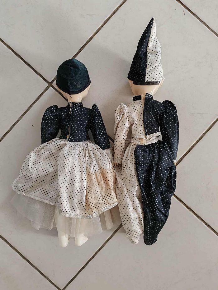 Lot de deux poupées Pierrot et Colombine - photo numéro 3
