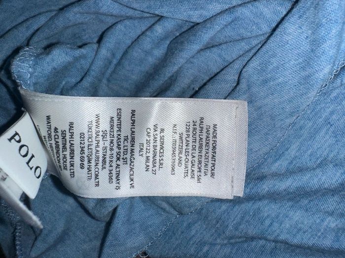 T shirt col v bleu ciel Ralph Lauren - photo numéro 5