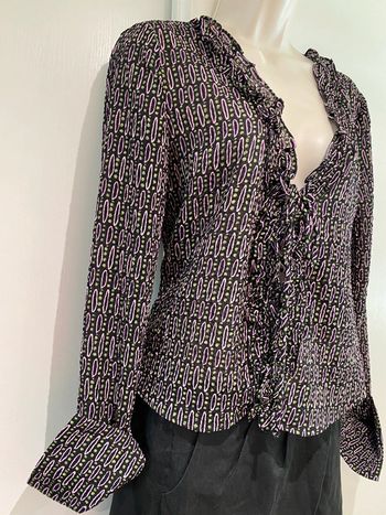 Chemise Zara, taille M/38 Rose noir  vert polyester, élasthane