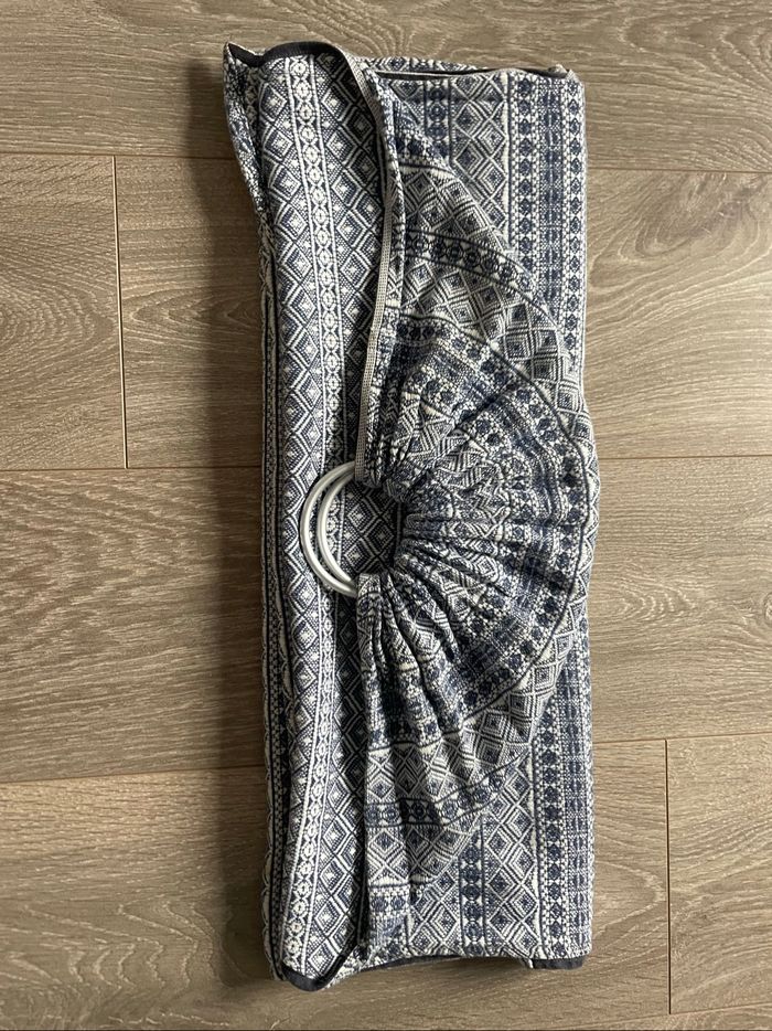 Portage sling ringsling de la marque Didymos prima coure Datk bleue and White 100% coton - photo numéro 3