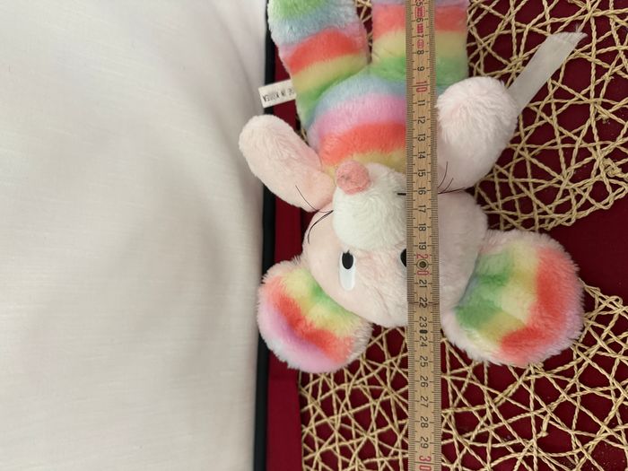 Ancienne peluche souris blanc bleu rose jaune vert Arc en ciel - photo numéro 4
