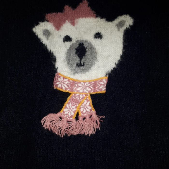 Pull fille Lupilu 4-6 ans bleu marine avec ourson - photo numéro 3