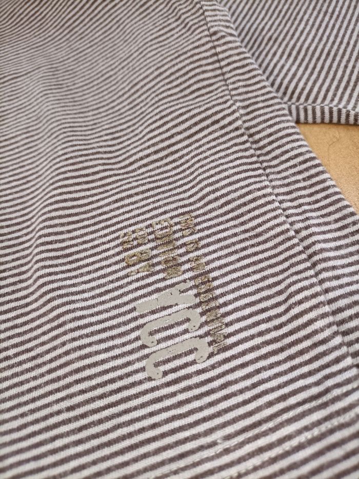 Tee-shirt manches longues col roulé rayé marron noir 2 ans - photo numéro 4