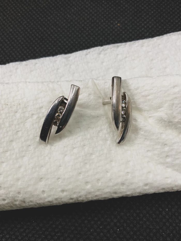 Boucle d’oreille en argent 925 et zirconium