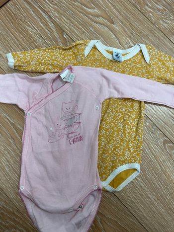 Lot de 2 bodies 6 mois - 67 cm en coton moutarde et rose