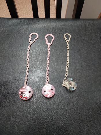 Lot de 3 attaches tétine fille bébé
