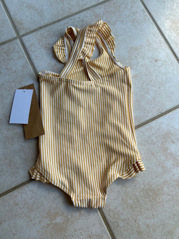 Maillot de bain, moutarde à rayures bébé neuf avec étiquette - photo numéro 2