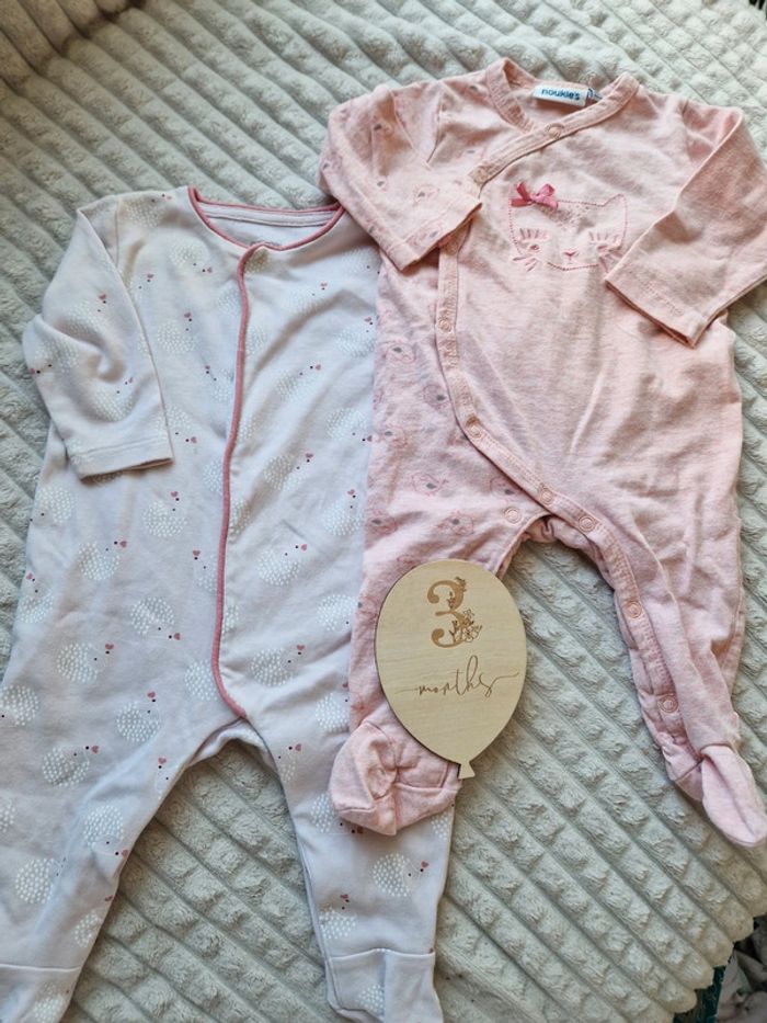 Lot de pyjamas légers rose bébé fille 3 mois obaïbi