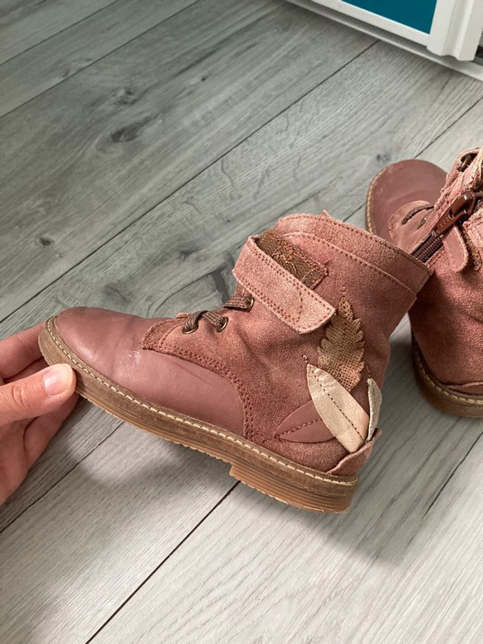 Bottines en cuir vieux rose - photo numéro 3