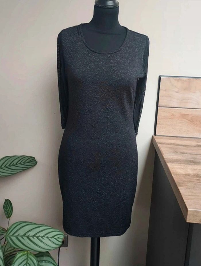Robe noire brillante Samar Moda