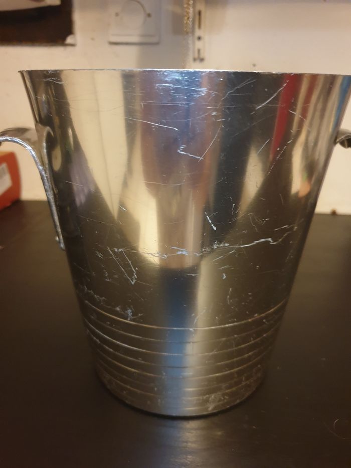 Seau à champagne en inox vintage années 80 19 cm - photo numéro 4