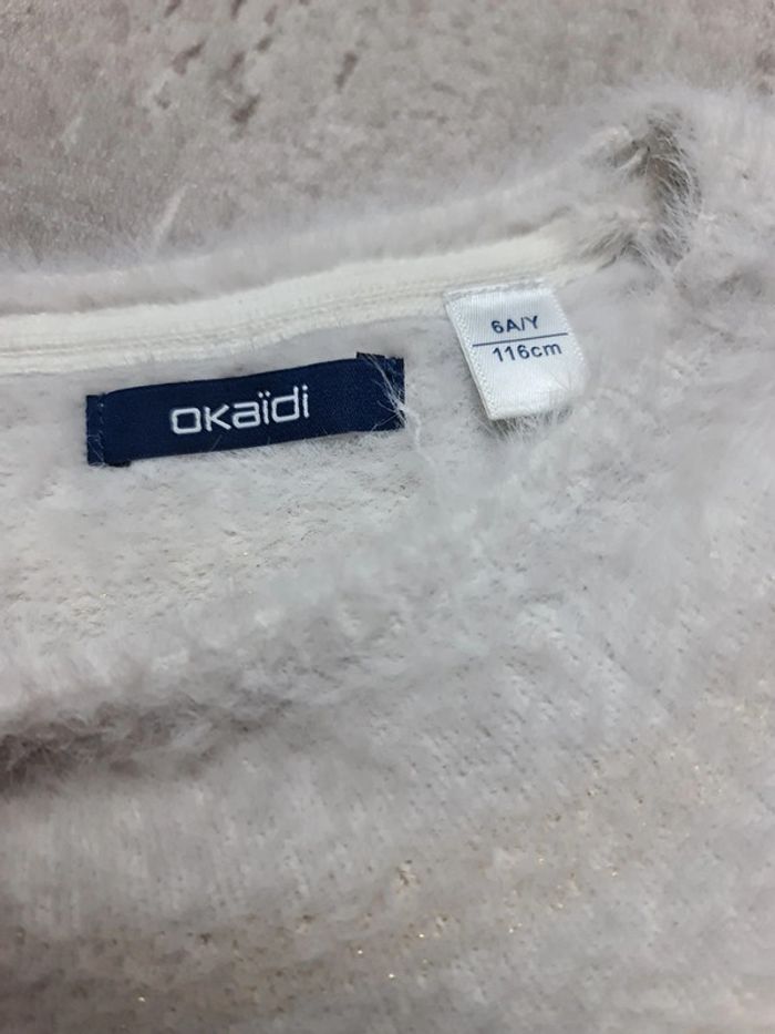 Pull blanc tout doux fille Taille 6 ans Marque okaidi - photo numéro 3