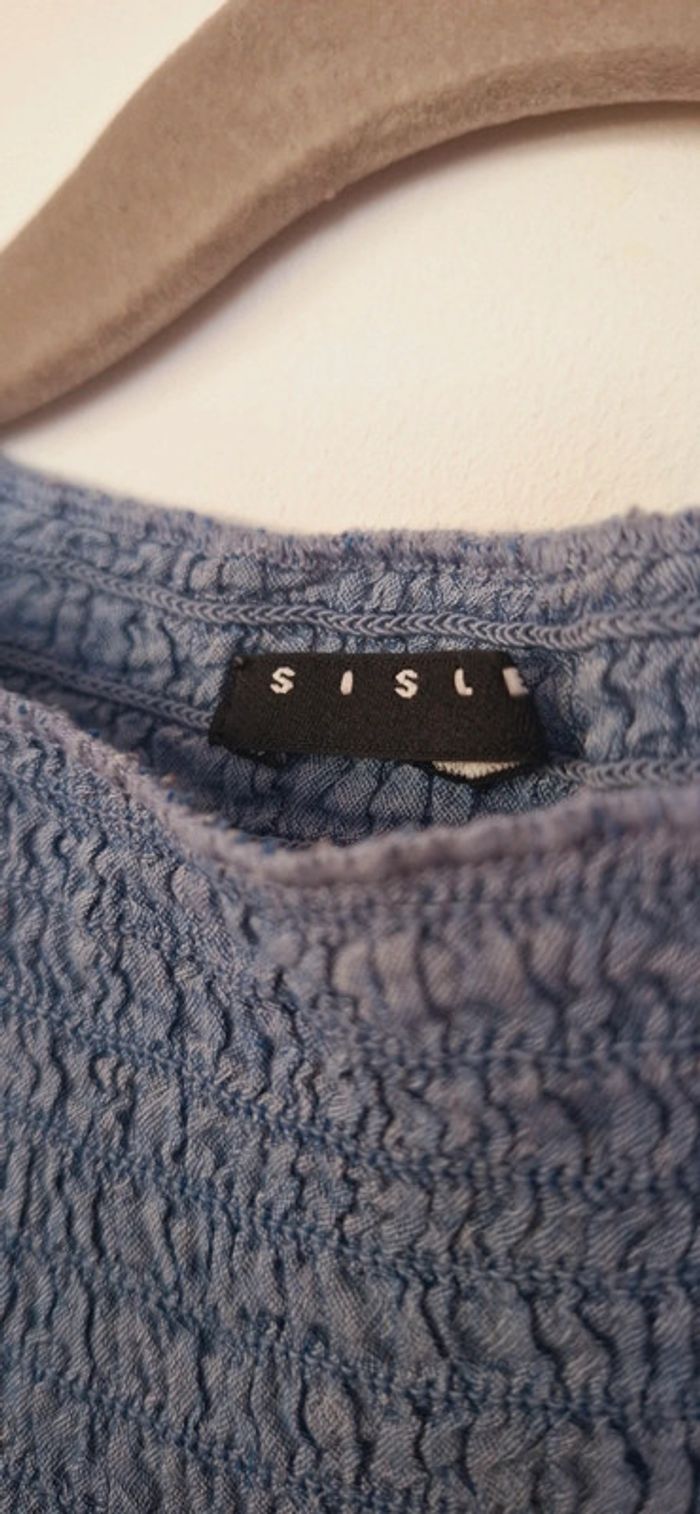 Blouse bleu en coton – Sisley – 6/7 ans - photo numéro 4