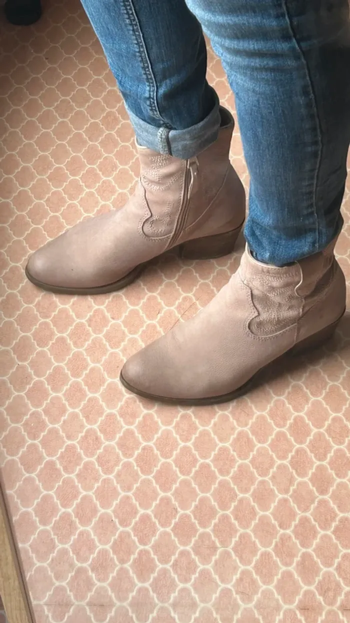 Bottines Mjus cuir beige rosé - photo numéro 3
