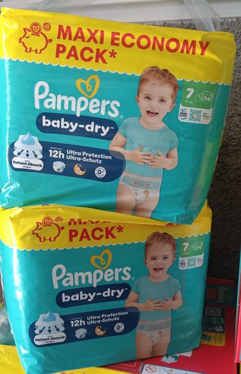 💥 PROMO 148 couches Pampers taille 7 Baby Dry+15kg  lot de 2 paquets 