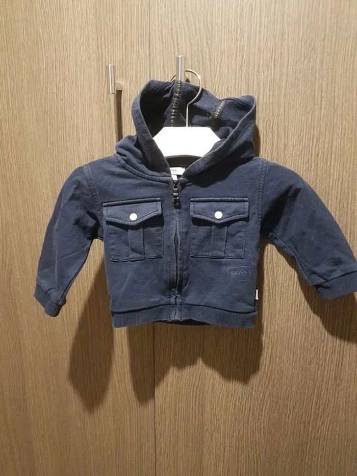 Sweat capuche bleu marine Hugo boss 6 mois 67 Cm zip