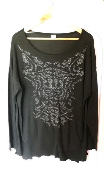Ms mode pull noir et imprimé brillant taille xl = 48
