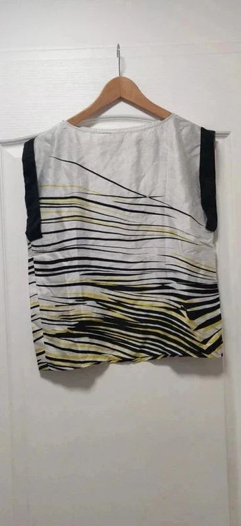 Blouse mc 100% soie blanc noir et jaune 3 Suisses - 40