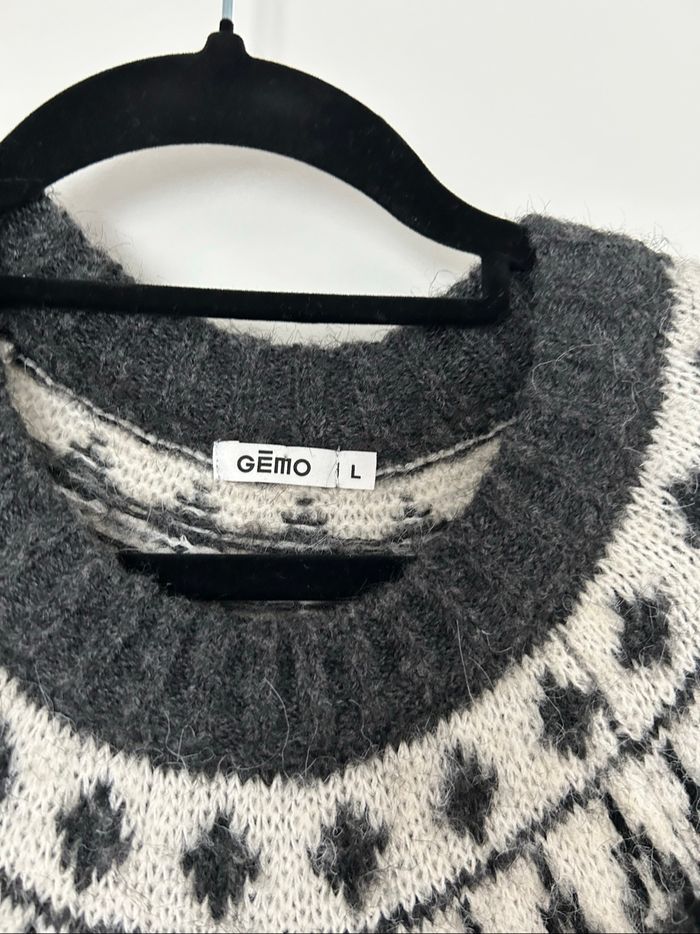 Robe pull grise automne hiver maille poilue Gemo L - photo numéro 3