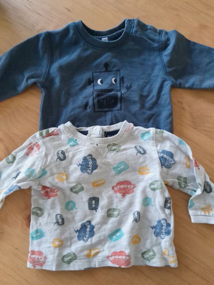 Lot t-shirt manches longues kiabi+ sweat gris 6 mois garçon
